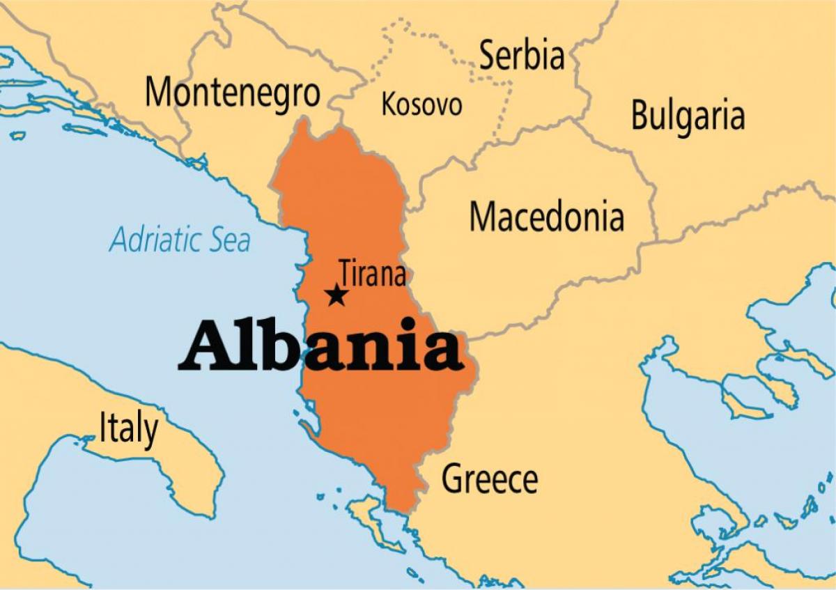 mapa zobrazuje Albánsko
