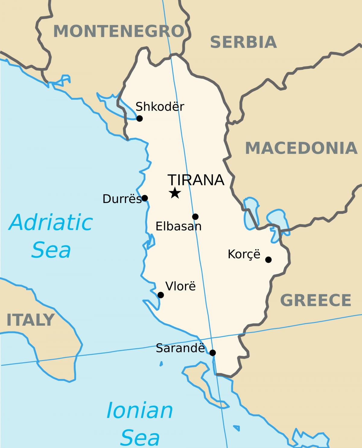 mapa súčasného mesta saranda Albánsko