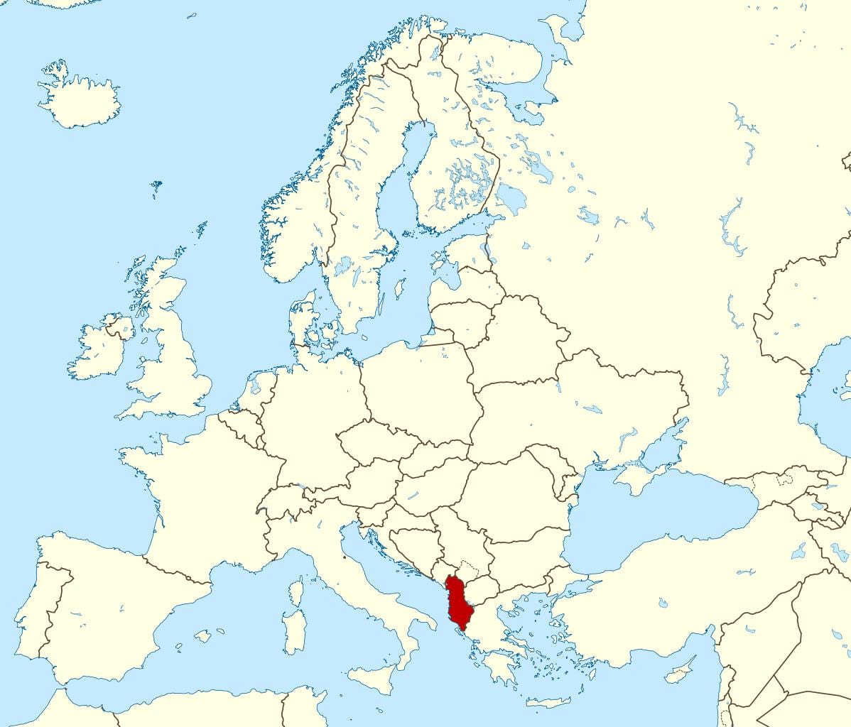 mapa Albánsko miesto na svete