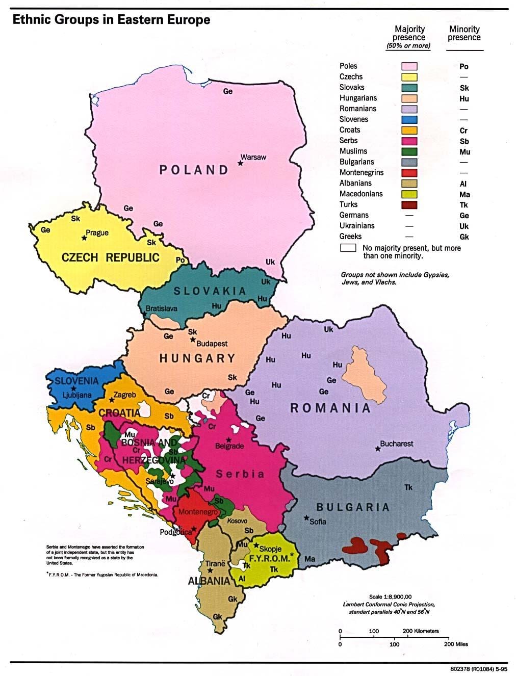 etnická mapa Albánsko