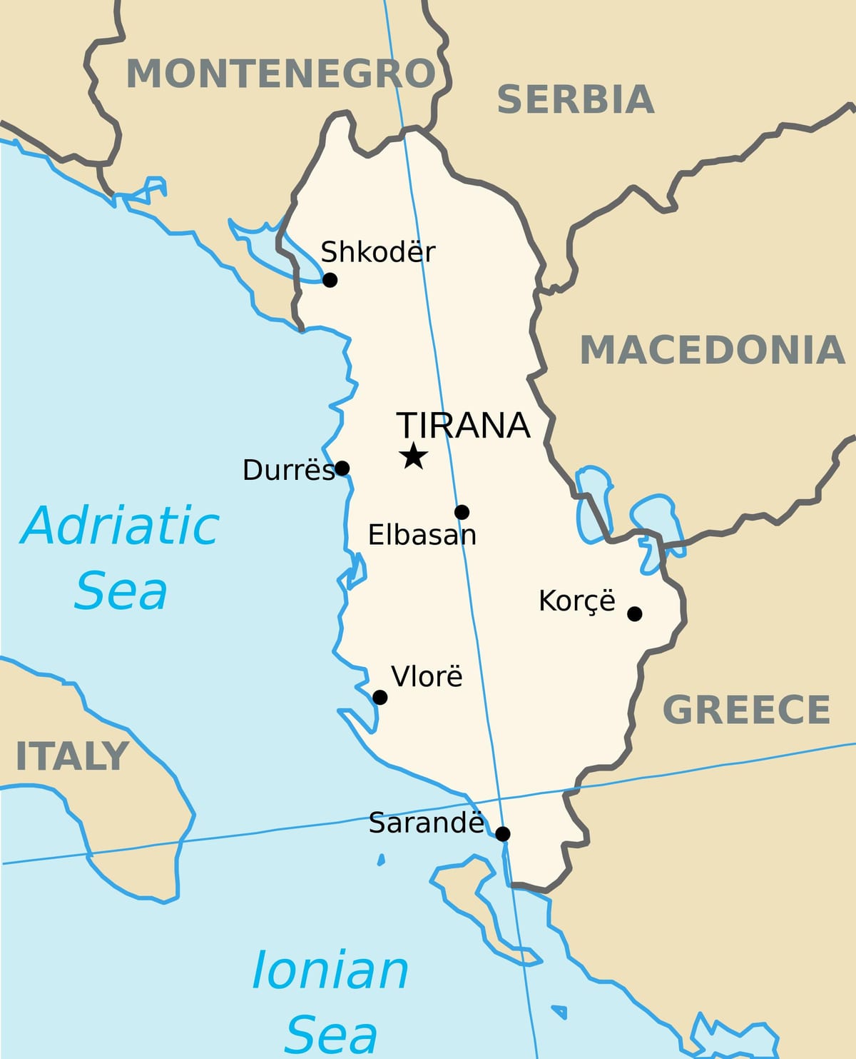 mapa súčasného mesta saranda Albánsko