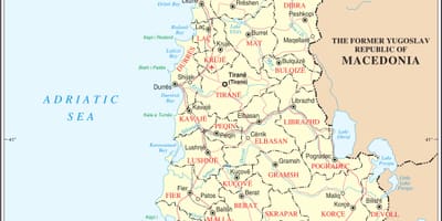 Mapa Albánska s mestá