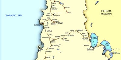 Mapa Albánsko vlak