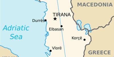 Mapa súčasného mesta saranda Albánsko